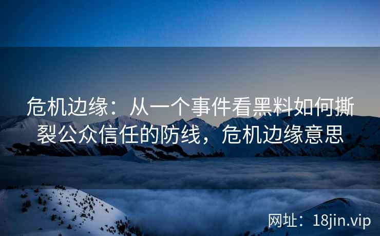 危机边缘：从一个事件看黑料如何撕裂公众信任的防线，危机边缘意思