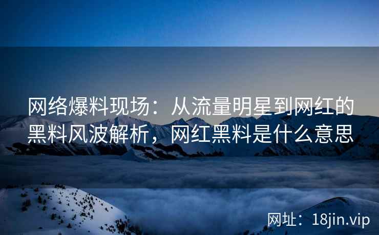 网络爆料现场：从流量明星到网红的黑料风波解析，网红黑料是什么意思